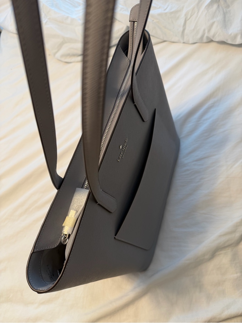 kate spade Staci Large grey leather tote bag NWOT - Picture 3 of 3